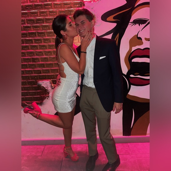 Windsor White Velvet Beaded Mini Dress - Picture 5 of 5